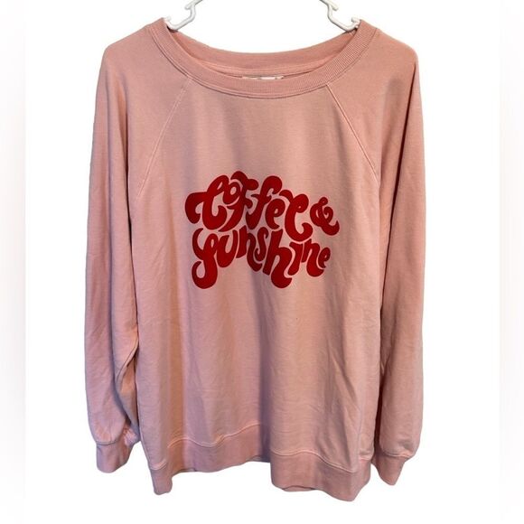 Wildfox- Women’s Coffee & Sunshine Pink Velour Statement Sweatshirt, Plus XXL - Picture 7 of 14